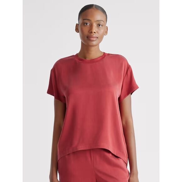 Quince Washable Silk Pajama Set Women’s Crimson Size Medium - Picture 1 of 10